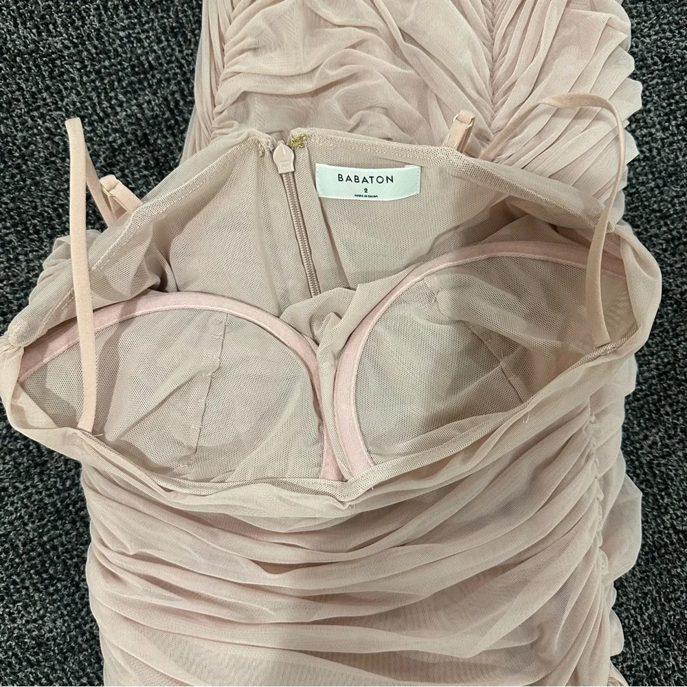 Babaton Ruched Mesh Luxor Pink Dress - Picture 5 of 7